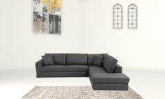 Homeroots Dark Gray Italian Leather Modular Corner Sectional - Living Room Express