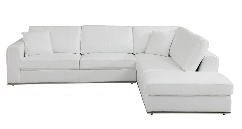 Homeroots White Italian Leather Modular L Shaped Two Piece Sectional - Living Room Express