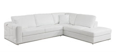 Homeroots White Italian Leather Modular L Shaped Two Piece Sectional - Living Room Express