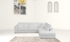 Homeroots White Italian Leather Modular L Shaped Two Piece Sectional - Living Room Express