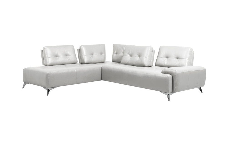 Homeroots White Leather L Shaped Two Piece Seating Component - Living Room Express