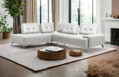 Homeroots White Leather L Shaped Two Piece Seating Component - Living Room Express