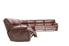 Homeroots Brown Faux Leather Reclining Curved Six Piece Corner Sectional - Living Room Express