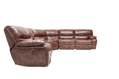 Homeroots Brown Faux Leather Reclining Curved Six Piece Corner Sectional - Living Room Express