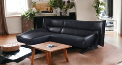 Homeroots Gray Top Grain Leather L Shaped Sofa And Chaise - Living Room Express