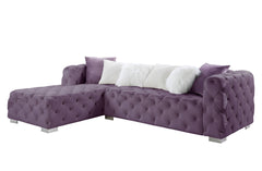 Homeroots Purple Velvet L Shaped Two Piece Seating Component - Living Room Express