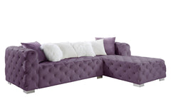 Homeroots Purple Velvet L Shaped Two Piece Seating Component - Living Room Express