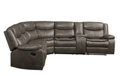 Homeroots Taupe Leather Match Reclining Curved Three Piece Corner Sectional - Living Room Express