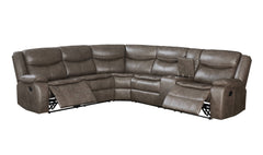 Homeroots Taupe Leather Match Reclining Curved Three Piece Corner Sectional - Living Room Express