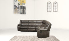 Homeroots Taupe Leather Match Reclining Curved Three Piece Corner Sectional - Living Room Express