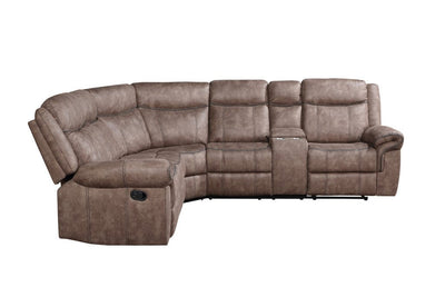 Homeroots Chocolate Velvet Reclining Curved Three Piece Corner Sectional - Living Room Express