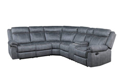 Homeroots Gray Velvet Reclining Curved Three Piece Corner Sectional - Living Room Express