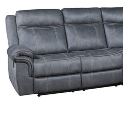 Homeroots Gray Velvet Reclining Curved Three Piece Corner Sectional - Living Room Express