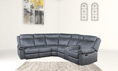 Homeroots Gray Velvet Reclining Curved Three Piece Corner Sectional - Living Room Express