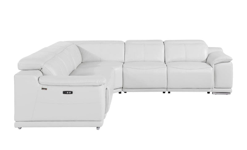 Homeroots White Italian Leather Modular Curved Five Piece Reclining Sectional - Living Room Express